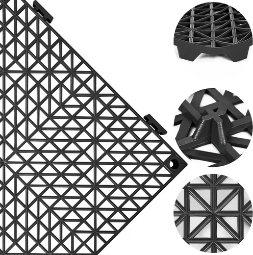 Miniatura 3 de ToLanbbt Cojín modular entrelazado 8P de 11.8 x 11.8 pulgadas, agujeros de drenaje de goma entrelazados antideslizantes para cubierta, ducha