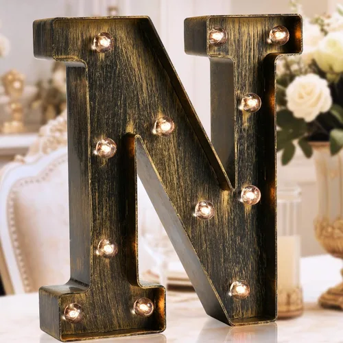 Miniatura 31 de Oycbuzo - Cartel de letras con luces LED doradas y negras, estilo industrial y clásico, para decoración de cafeterías, bodas, fiestas de cumpleaños