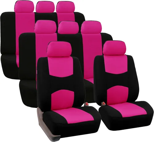 Miniatura 8 de TLH Fundas de Asiento de Coche de Tela Plana Beige 3 Filas, 8 Asientos, Fundas de Asiento Automotrices Universales Accesorios para Coches, Camiones