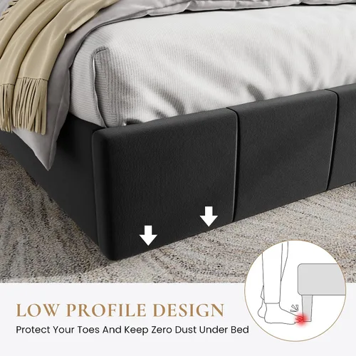 Miniatura 4 de SHA CERLIN Marco de cama tamaño queen, cama de plataforma tapizada en terciopelo holandés, cabecera ajustable con canales verticales acolchados