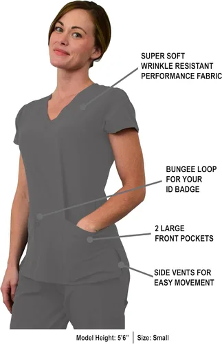 Miniatura 2 de Green Town Conjunto médico de enfermería GT 4FLEX para mujer, camiseta y pantalón, colores sólidos y estampados