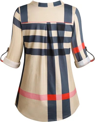 Miniatura 3 de Moyabo - Blusa de manga 34, con zíper y escote en V, para mujer