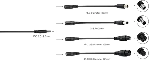 Miniatura 4 de Cargador de bicicleta eléctrico de repuesto con certificación UL de 42 V 2 A para cargador de scooter eléctrico de 36 V con 4 enchufes, compatible