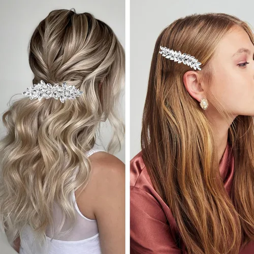 Miniatura 2 de 3 pinzas para el pelo nupcial con diamantes de imitación, horquillas de cristal, horquilla plateada, pasador de joyería para novias, damas de honor