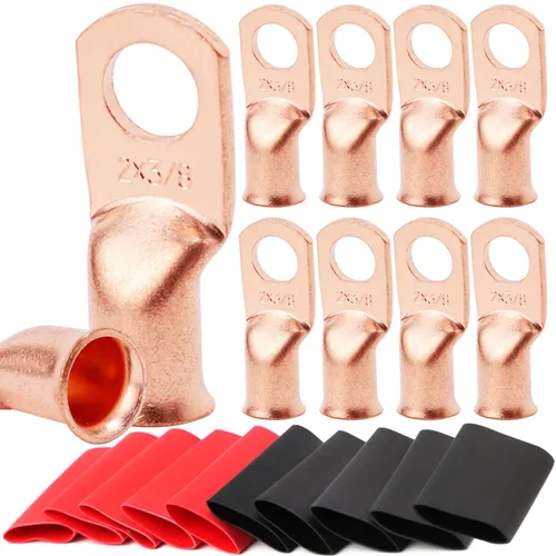 Miniatura 44 de TKDMR - Kit de 264 piezas de extremos de cable de batería, 132 piezas de terminales de anillo de lengüetas de cable de cobre resistentes AWG 8 6 4 2