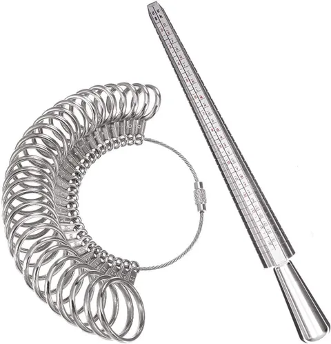 AMERICAN PHOENIX Herramienta de medición de anillo, calibre de anillo de metal con anillo de aluminio, kit de medidores de joyería para mujeres y