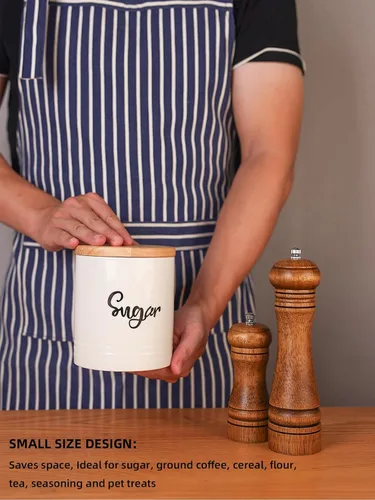 Miniatura 3 de LEETOYI Contenedores de almacenamiento de alimentos de porcelana con tapa, diseño de tamaño pequeño y ahorra espacio, 4.5 pulgadas, color blanco