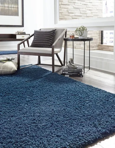 Miniatura 4 de Unique Loom Solid Shag Collection - Alfombra rectangular de 5 pies 1 pulgada x 8 pies, azul zafiro/azul marino Zafiro Azul/Azul Marino