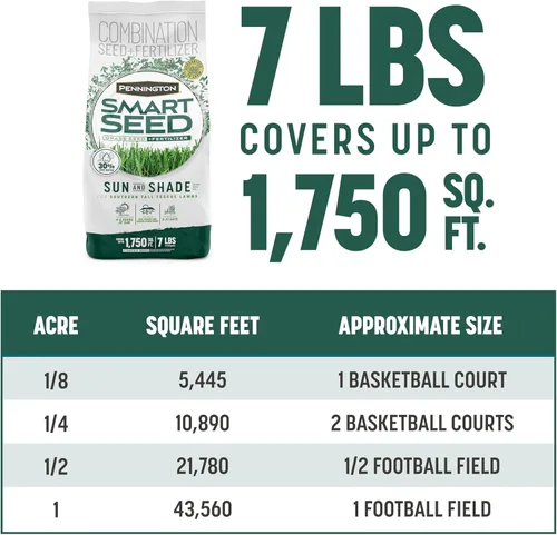 Miniatura 12 de Pennington Smart Seed Sun and Shade - Mezcla de semillas de césped alto para césped del sur, 7 libras
