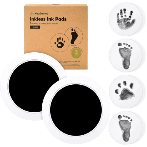 Miniatura 18 de Kit de Huellas de Manos y Pies de Bebé Sin Tinta Redondo de 2 Piezas - Almohadilla de Tinta Sin Desorden para Recuerdo de Recién Nacido, Kit
