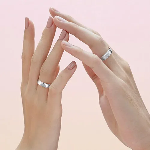 Miniatura 2 de Couples Rings Set Matching Promise Rings Adjustable Wedding Trendy Titanium Stainless Steel Rings for Couples Valentines Day Jewelry