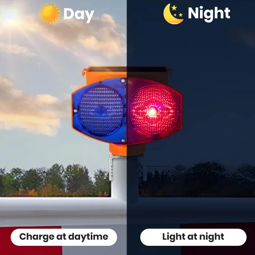 Miniatura 6 de Luz solar estroboscópica de advertencia, 3 modos de funcionamiento, luces de tráfico intermitentes rojas y azules de doble cara, inalámbricas