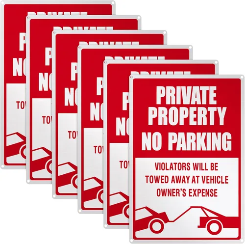 Miniatura 8 de 3 piezas de señal de no estacionar, señal reflectante de propiedad privada de 14 x 10 pulgadas, los infractores serán remolcados, aluminio libre