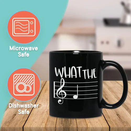Miniatura 2 de Taza de café musical de 11 onzas, con texto en inglés "What The F Funny Note Sayings", regalo único para profesores musicales, amantes de la música