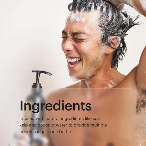 Miniatura 7 de MANSCAPED® Champú y acondicionador 2 en 1, fórmula UltraPremium infundida con algas marinas, agua de coco, aloe para nutrir e hidratar el cabello
