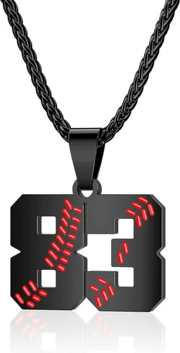 Miniatura 33 de Collar con número de béisbol para niños 00-99, collar con número de camiseta de béisbol de acero inoxidable, colgante personalizado, regalo