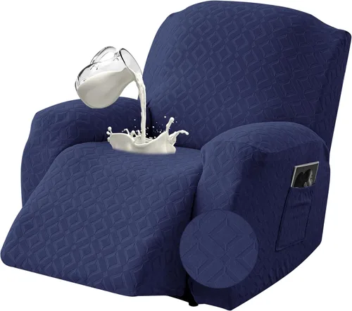 Miniatura 22 de Gennia Funda Impermeable para Sofá Reclinable, Fundas Elásticas para Sofá Reclinable con Bolsillos, Fundas Lavables para Sillón Reclinable Lazy Boy