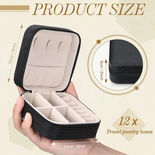 Miniatura 27 de Yinkin 12 piezas de mini joyero de viaje para dama de honor, organizador de aretes de piel sintética, accesorios de viaje a granel, soporte portátil