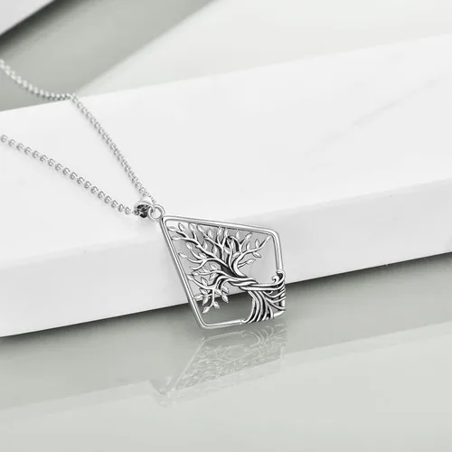 Miniatura 65 de ONEFINITY Collar de plata de ley 925 con diseño de árbol de la vida con colgante de nudo celta de concha de abulón para mujer