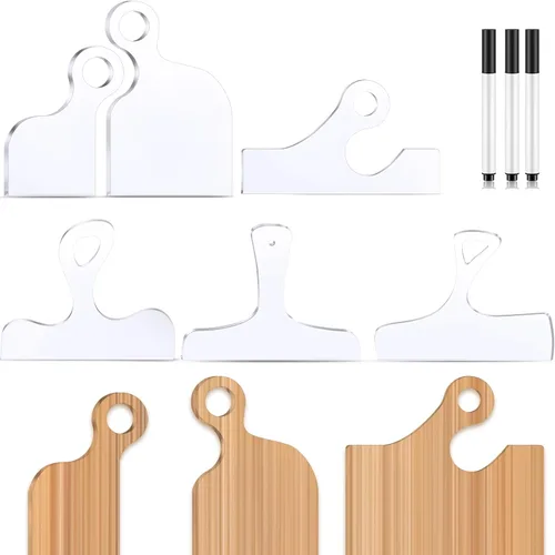 Miniatura 8 de Frienda 6 plantillas de tablero de charcutería, plantilla de enrutador acrílico, tabla de cortar para carpintería, mango grueso con 3 bolígrafos