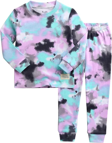 VAENAIT BABY 12M-12Y Toddler Kids Boys Girls 100% Cotton Marbling Tiedye Sung Fit Sleepwear Pajamas 2pcs Pjs Set
