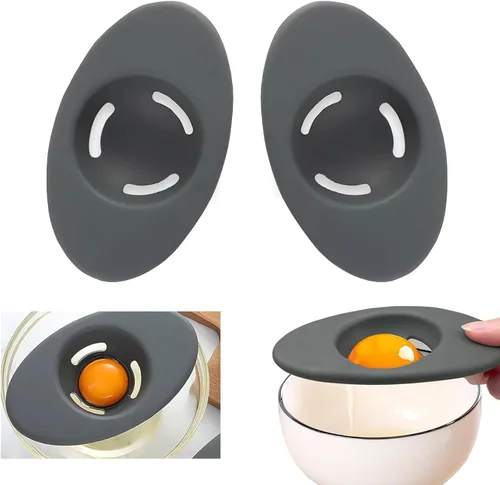 2 separadores de silicona de clara de huevo, separador de clara de huevo de 3 luces de yema para hornear, accesorio de cocina ligero, herramienta
