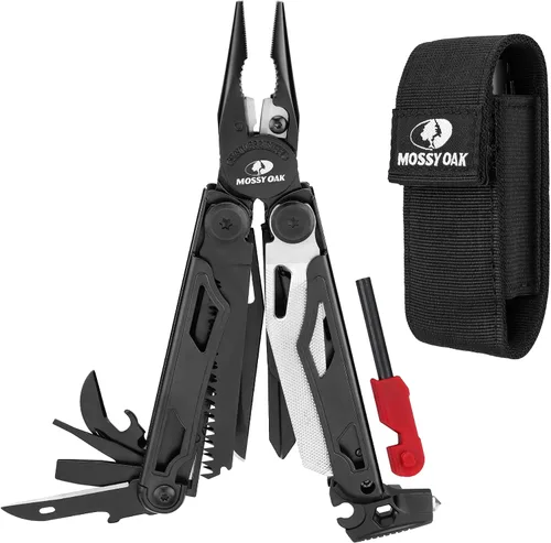 Miniatura 11 de MOSSY OAK Multiherramienta, multiherramienta EDC 17 en 1 con alicates de acero mecanizado CNC, mango antideslizante G10, funda de nailon y clip
