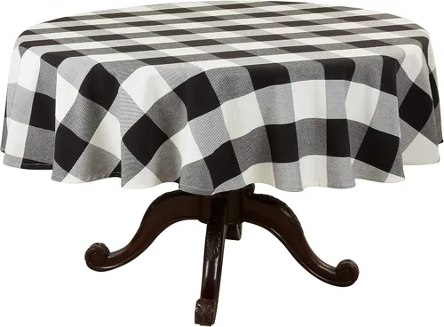 Miniatura 15 de SARO LIFESTYLE Mantel de cuadros de búfalo, negro, 70"x70