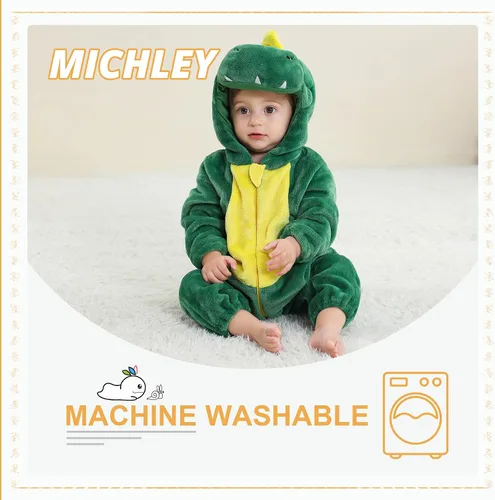 Miniatura 7 de MICHLEY - Overol unisex para bebé, mameluco estilo animal, con capucha, de franela, cosplay, para invierno u otoño