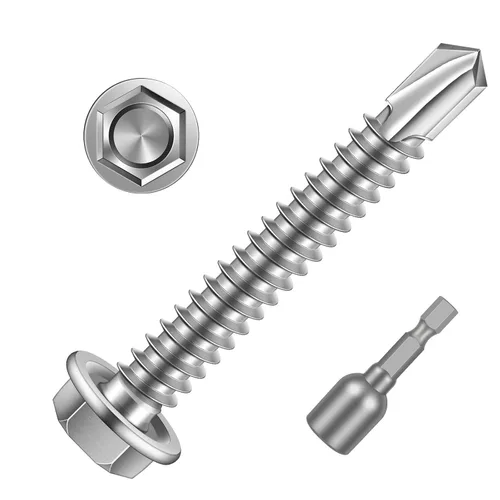 Miniatura 9 de Tornillos de chapa metálica autoperforantes con cabeza arandela hexagonal #8 x 1 con punta de taladro, acero inoxidable 410, autoperforantes, óxido