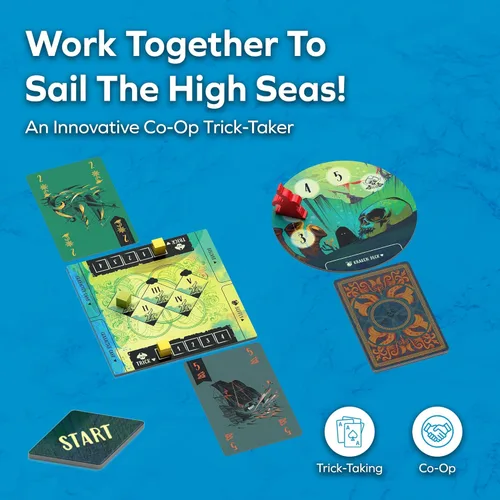 Miniatura 2 de ALLPLAY Sail Cooperative Strategy - Juego de mesa para 2 jugadores para adultos y familia, juego de cartas único para tomar trucos, límites