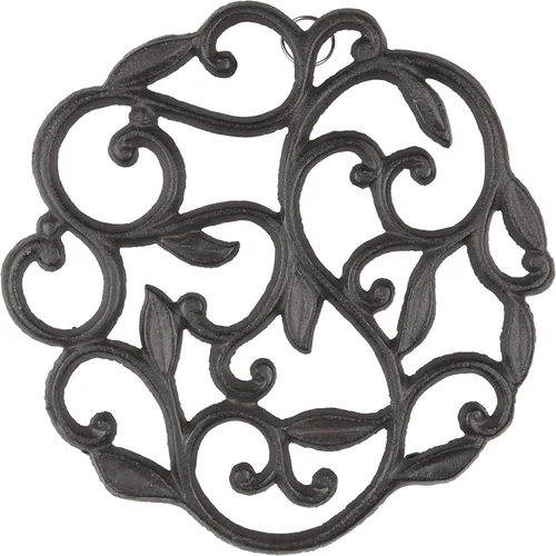 GASARÉ, Salvamanteles de hierro fundido para platos calientes, ollas y sartenes, salvamanteles de metal, diseño de vid, tapas de patas de goma,