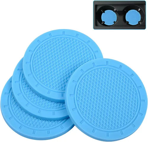 Miniatura 14 de Wisdompro - Posavasos para automóvil, paquete de 4 posavasos de PVC para automóvil, antideslizantes, universales, accesorios interiores de Negro