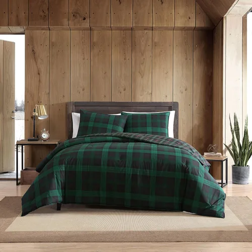 Miniatura 27 de Eddie Bauer - Juego de edredón Queen, ropa de cama reversible a cuadros, elegante y cálida decoración del hogar (gris normandía, Queen)