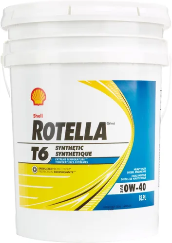 Shell Rotella 550036271 T6 - Aceite de motor diésel totalmente sintético 0W-40 de alta resistencia - Cubo de 5 galones