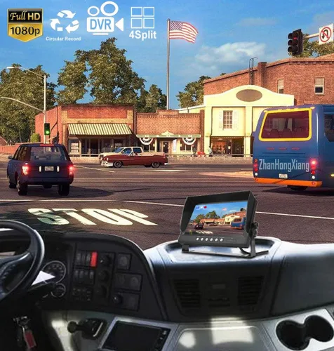 Miniatura 2 de Cámara de respaldo HD 1080P con sistema de monitor DVR de 9 pulgadas, 4 x 4 pines IR IP69 impermeable con cable retrovisor retrovisor + monitor