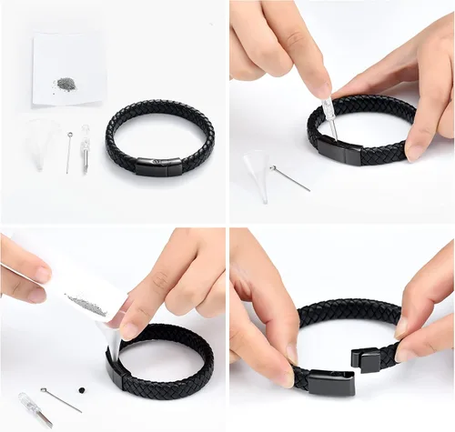 Miniatura 5 de Imrsanl Pulsera de urna de cremación para cenizas para mujeres y hombres, pulsera de urna de cuero trenzado conmemorativo para cenizas humanas