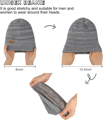 Miniatura 5 de Omechy - Gorro de punto para hombre de invierno gorro cálido