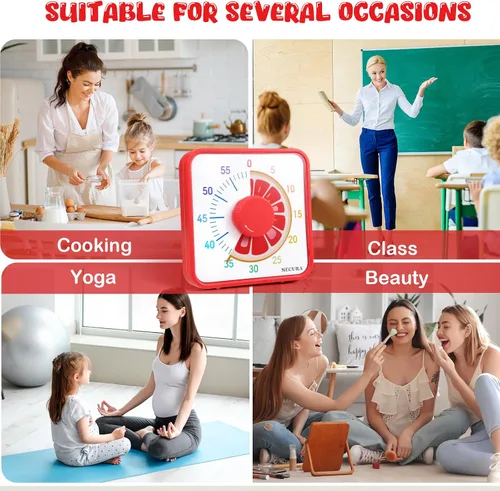 Miniatura 5 de Secura Temporizador Visual de Frutas de 7.5 Pulgadas para Niños, Temporizador de Cuenta Regresiva de 60 Minutos para Aula o Cocina, Reloj