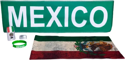 Miniatura 2 de Juego de 5 piezas para fanáticos del fútbol mexicano 2026, camisa, bufanda, diadema, pulsera, pintura facial