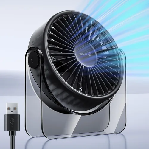 WSKEN Ventilador de escritorio pequeño USB, diseño estético, mini pero potente, portátil, ultra silencioso, ventilador personal de escritorio de 3