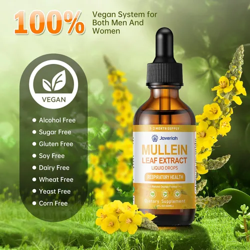 Miniatura 7 de Gotas de gordolobo para limpieza de pulmones - Cordyceps, raíz de malvavisco y extracto de raíz de regaliz, suplemento herbal respiratorio