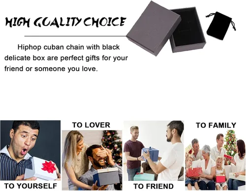 Miniatura 7 de Saintda Cadena de eslabones cubanos para hombre, diseño de Miami, cadena de diamantes brillantes, joyería de hip hop con caja de regalo para mujer
