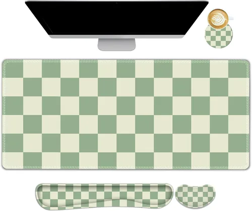 Miniatura 19 de Juego de alfombrilla de mouse grande para juegos, 4 en 1, alfombrilla de escritorio extendida para teclado con reposamuñecas, juego de alfombrilla