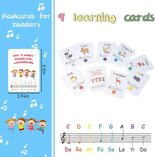 Miniatura 5 de Juego de campanas de mano, 8 notas musicales con 17 canciones, juguete musical, instrumento de percusión para niños pequeños, niños, para el día