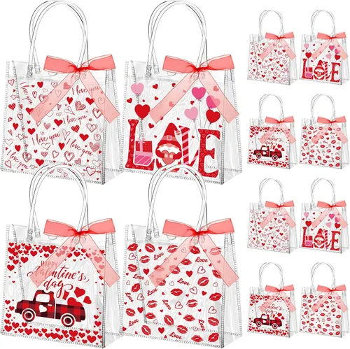 Miniatura 7 de Abbylike 24 bolsas transparentes de regalo para copa de fútbol con asas, bolsas de PVC transparente para aperitivos, bolsas de golosinas