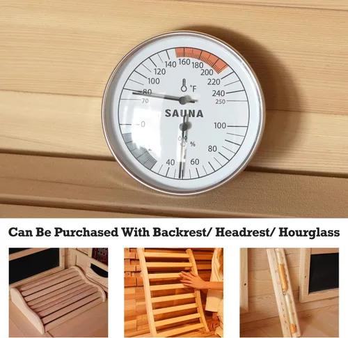 Miniatura 6 de Termómetro de sauna en Fahrenheit, termómetro higrómetro de sauna 2 en 1, medidor preciso de temperatura y humedad para saunas, accesorios de sauna