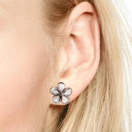 Miniatura 4 de Plumeria Flor 15mm plata de ley 925. Post Earrings