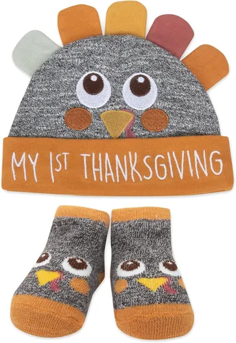 Calcetines y sombreros o diademas para bebés con lazos para Halloween y Acción de Gracias edades de 0 a 6 meses de edad conjuntos de 2 piezas