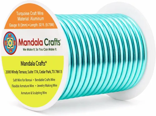 Miniatura 206 de Mandala Crafts - Alambre de aluminio anodizado de 8 calibre para hacer joyas - 9.75 m de alambre flexible negro colorido - Flexible para bonsái